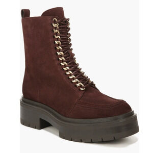 Sam Edelman Lovrin Bootie Spiced Pecan Size 5.5 NWOT Gold Details Dark Burgundy